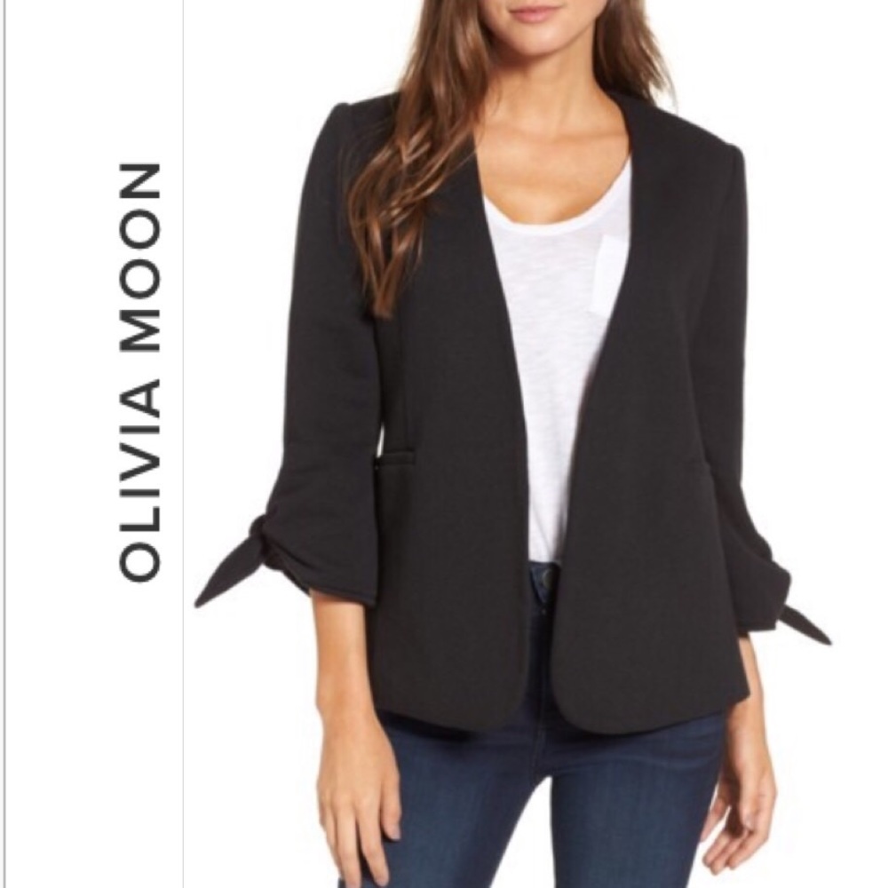 Olivia Moon Tie Sleeve Knit Blazer
